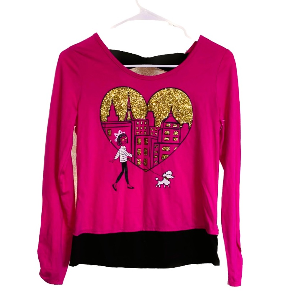 Girls,‎ pink fuchsia heart print T-shirt